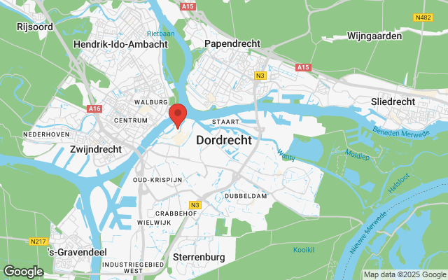 Map of Dordrecht showing salon locations
